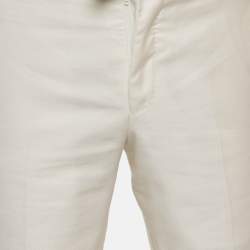 مملوكة مسبقًا بنطلون توم فورد مزيج قطن أبيض بقصة عادية مقاس صغير - سمول