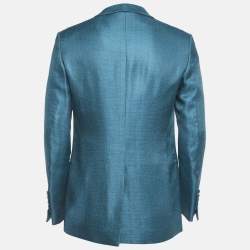 مملوكة مسبقًا Tom Ford Teal Blue Basket Weave Shelton Blazer S
