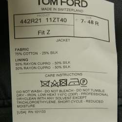 Pre Owned Tom Ford Blue Patterned Velvet Fit Z Blazer M