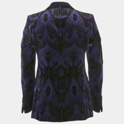 Pre Owned Tom Ford Blue Patterned Velvet Fit Z Blazer M