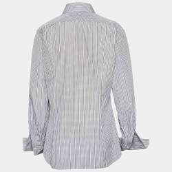 Pre Owned قميص توم فورد أكمام طويل قطن مقلم بمربعات أحادي اللون مقاس كبير جدًا