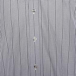 Pre Owned قميص توم فورد أكمام طويل قطن مقلم بمربعات أحادي اللون مقاس كبير جدًا