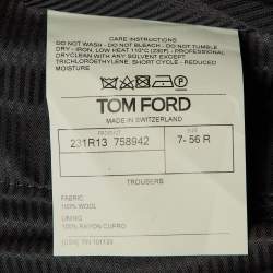 Pre Owned بنطلون توم فورد صوف أسود بقصة مستقيمة مقاس ضخم جداً