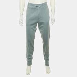 مملوكة مسبقًا بنطلون توم فورد حرير وقطن أخضر فاتح بطراز جوجر مقاس كبير - لارج