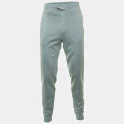 Pre Owned بنطلون توم فورد حرير وقطن أخضر فاتح بطراز جوجر مقاس كبير - لارج