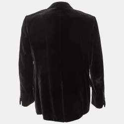 مملوكة مسبقًا بليزر توم فورد مخمل أسود أزرار أمامية مقاس إكس إكس لارج