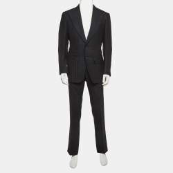 مملوكة مسبقًا بليزر بدلة توم فورد صوف كحلي بنقشة مربعة بقصة عادية مقاس متوسط