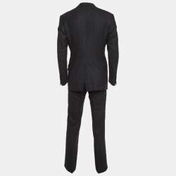 مملوكة مسبقًا بليزر بدلة توم فورد صوف كحلي بنقشة مربعة بقصة عادية مقاس متوسط