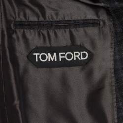 مملوكة مسبقًا بليزر بدلة توم فورد صوف كحلي بنقشة مربعة بقصة عادية مقاس متوسط