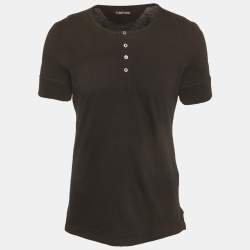 Pre Owned Tom Ford Black Jersey Henley Neck T-Shirt XXL