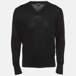 مملوكة مسبقًا Tom Ford Black Cashmere Knit V-Neck Sweater M