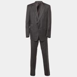 مملوكة مسبقًا بدلة توم فورد بنمط مربعات سوداء  صوف مقاس كبير جدًا جدًا جدًا