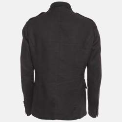 Pre Owned Tom Ford Black Cotton Military Button Up Jacket XXL
