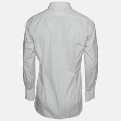 مملوكة مسبقًا قميص توم فورد أبيض بوبلين ضيق بزر أمامي مقاس كبير