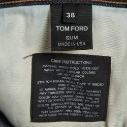 مملوكة مسبقًا Tom Ford Blue Denim Slim Fit Buttoned Jeans XXL/Waist 38" 