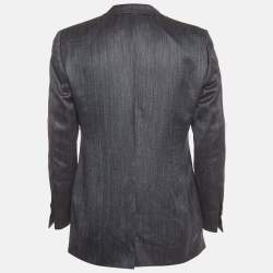 Pre Owned Tom Ford Grey Striped Wool Blend Single Breasted Blazer XL
