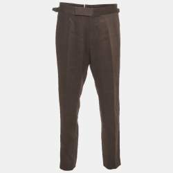 Pre Owned Tom Ford Charcoal Grey Linen Regular Fit Pants XL