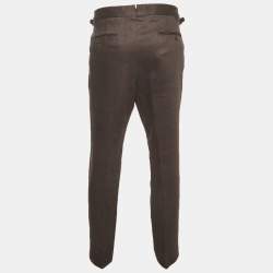 Pre Owned Tom Ford Charcoal Grey Linen Regular Fit Pants XL