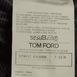 Pre Owned Tom Ford Charcoal Grey Linen Regular Fit Pants XL