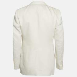 Pre Owned Tom Ford Off White Gabardine Single Breasted Blazer XL