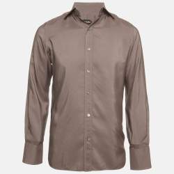 Pre Owned Tom Ford Grey Silk Button Down Camicia Shirt S
