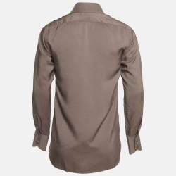 Pre Owned Tom Ford Grey Silk Button Down Camicia Shirt S