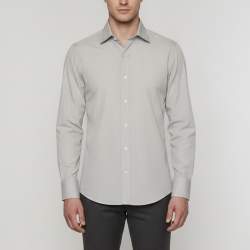 Pre Owned Tom Ford Grey Cotton Button Down Shirt S 