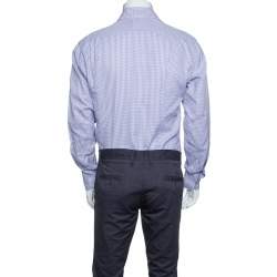 Tom Ford Purple and White Checkered Cotton Button Front Shirt L