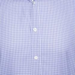 Tom Ford Purple and White Checkered Cotton Button Front Shirt L
