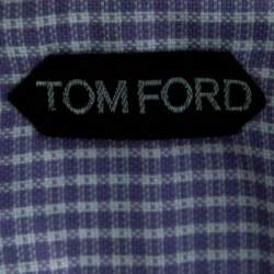 Tom Ford Purple and White Checkered Cotton Button Front Shirt L