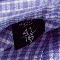 Tom Ford Purple and White Checkered Cotton Button Front Shirt L