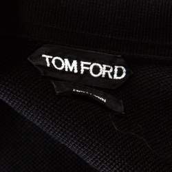 Pre Owned Tom Ford Black Tricot Knit Short Sleeve Polo T-Shirt XXL