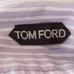 Pre Owned Tom Ford Purple and White Striped Cotton Long Sleeve Button Front Shirt L