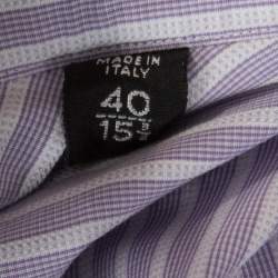 Pre Owned Tom Ford Purple and White Striped Cotton Long Sleeve Button Front Shirt L