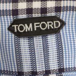 Pre Owned Tom Ford Blue Checked Cotton Long Sleeve Button Front Shirt XL