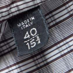 Pre Owned Tom Ford Brown and White Plaid Checked Cotton Long Sleeve Shirt M