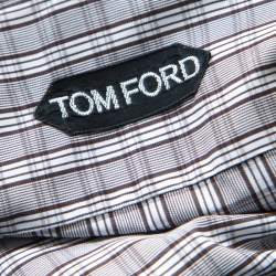 Pre Owned Tom Ford Brown and White Plaid Checked Cotton Long Sleeve Shirt M