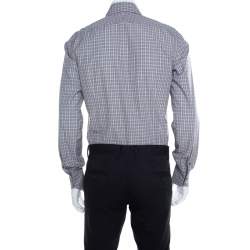 Pre Owned Tom Ford Brown and White Plaid Checked Cotton Long Sleeve Shirt M