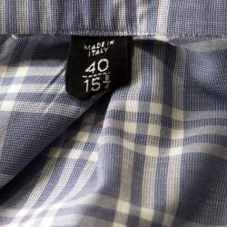 Pre Owned Tom Ford Blue and White Plaid Checked Cotton Long Sleeve Shirt M