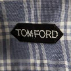 Pre Owned Tom Ford Blue and White Plaid Checked Cotton Long Sleeve Shirt M