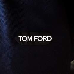 Tom Ford Navy Blue Waffle Textured Cotton Canvas Buckley Jacket L
