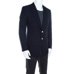 Tom Ford Navy Blue Waffle Textured Cotton Canvas Buckley Jacket L