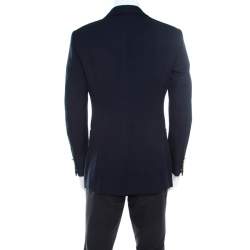 Tom Ford Navy Blue Waffle Textured Cotton Canvas Buckley Jacket L