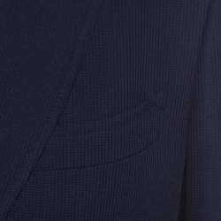 Tom Ford Navy Blue Waffle Textured Cotton Canvas Buckley Jacket L