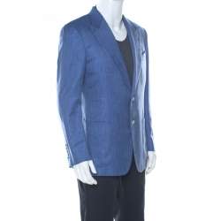 Pre Owned Tom Ford Blue Wool & Silk Blend Classic Fit Blazer L