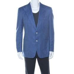 Pre Owned Tom Ford Blue Wool & Silk Blend Classic Fit Blazer L