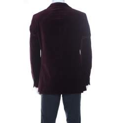 Carolina Herrera Burgundy Velvet Classic Fit Blazer L