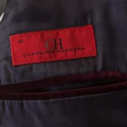 Carolina Herrera Burgundy Velvet Classic Fit Blazer L