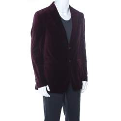 Carolina Herrera Burgundy Velvet Classic Fit Blazer L