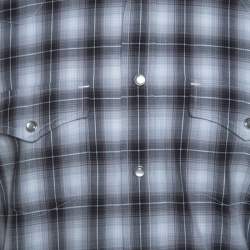 Pre Owned Tom Ford Grey Plaid Cotton Press Button Shirt XL